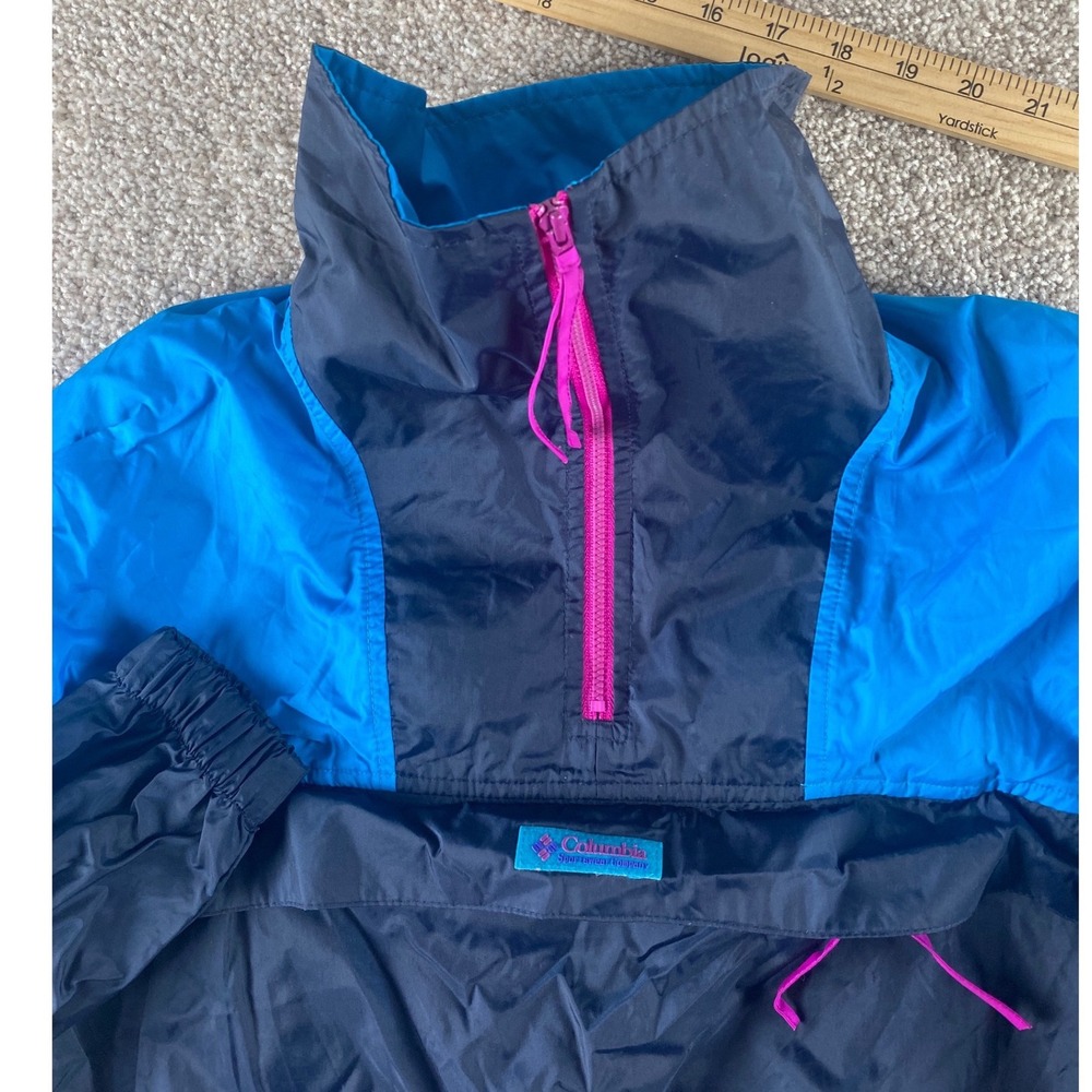 Columbia Vintage Windbreaker Womens M Vented Jacket Blue Pink Colorblock WL3140